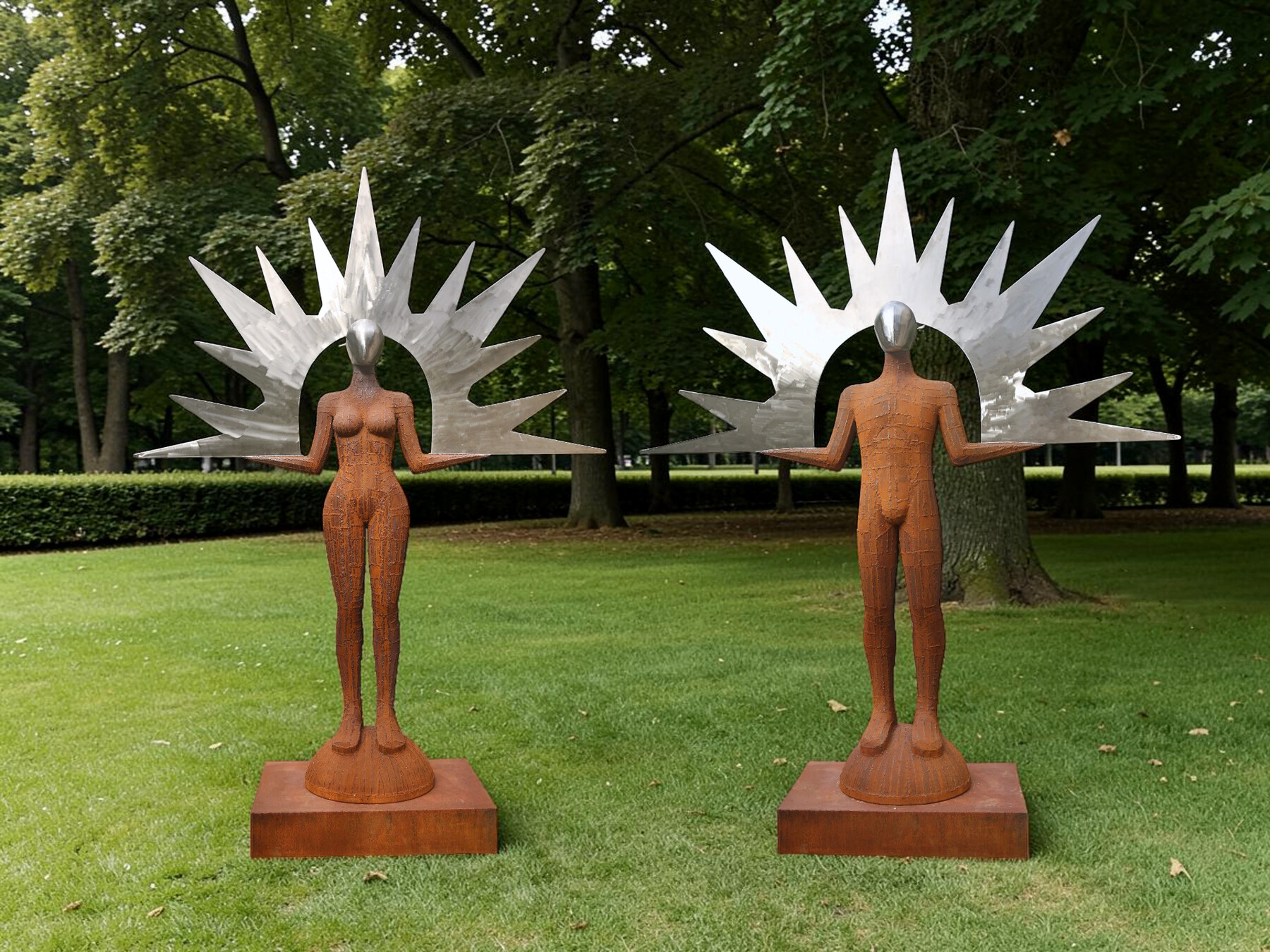 I AM THE LIGHT, diptych sculpture by Astian Rey