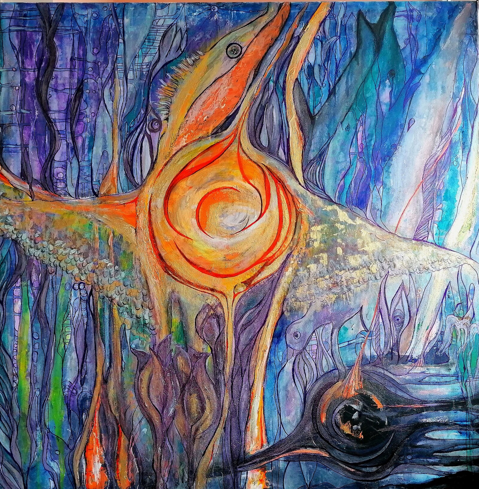 The birth of the phoenix, painting by Marharyta Puhachenko