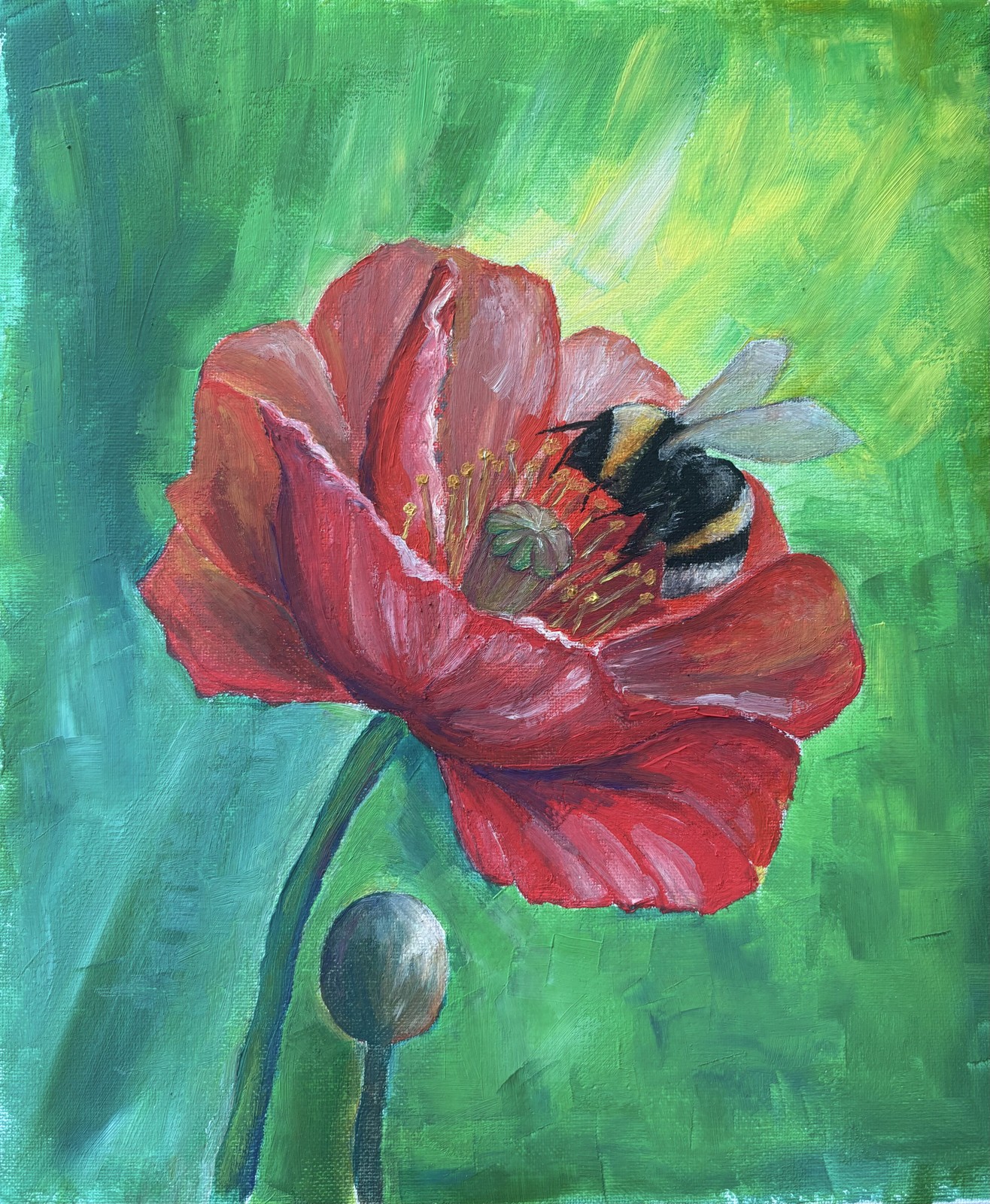 Poppy & Bee, painting by J. Sukho