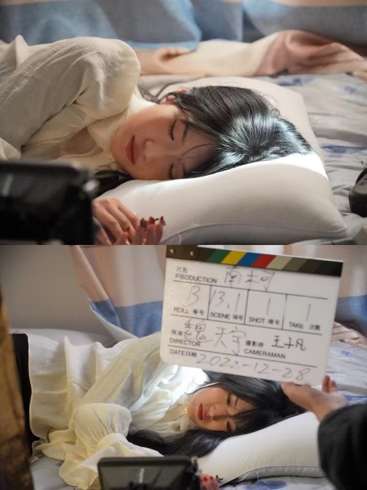 Yilin Lee on set during filming